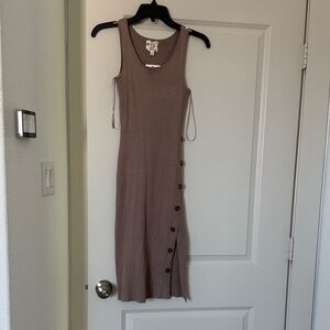 Hippie Rose Taupe Sleeveless Midi Dress